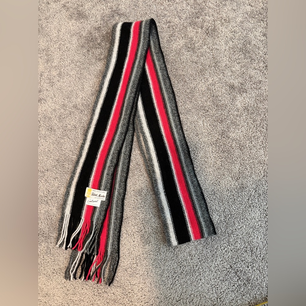 Robert Mackie Striped Lambswool Scarf Made in Scotland